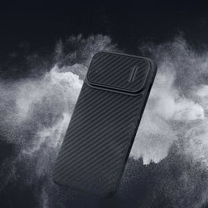Nillkin Synthetic Fiber S Case iPhone 14 kotelo kamerasuojalla, musta