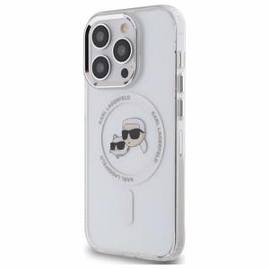Karl Lagerfeld IML Metal Karl ja Choupette Head MagSafe Suojakuori iPhone 14 Pro Max:lle - Valkoinen