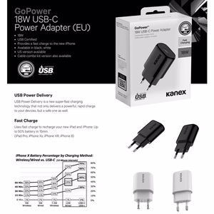 Kanex GoPower 18 W USB-C wall charger, black