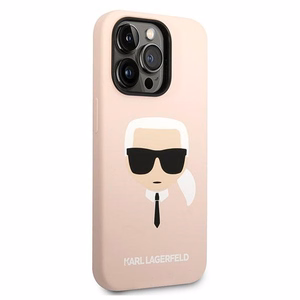Karl Lagerfeld KLHMP14XSLKHLP iPhone 14 Pro Max 6.7 kovakuori vaalea vaaleanpunainen / vaalea vaaleanpunainen Silicone Karl's Head Magsafe
