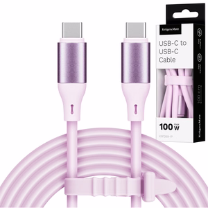 Kruger&Matz Basic USB-C–USB-C-silikonikaapeli, 100 W, 1 m, vaaleanpunainen