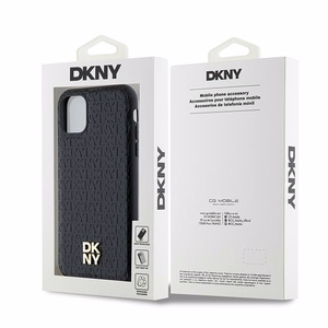 DKNY Nahkainen Monogrammi-kuvio Metallinen Logo MagSafe Suojakuori iPhone 11 / Xr:lle - musta