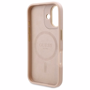 Guess 4G Logo Plate MagSafe iPhone 16 Suojakuori - Vaaleanpunainen
