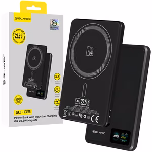 Blavec BJ-03 varavirtalähde 5000mAh erittäin ohut 7,8 mm Type-C 22,5W magneettinen MagSafe 3-in-1 musta alumiini