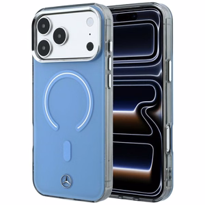 Mercedes Double Layer Iconic Logo -suojakuori laitteelle iPhone 18 Pro Max / 17 Pro Max, MagSafe-yhteensopiva – sininen