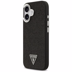 Guess Glitter Triangle Logo MagSafe Suojakuori iPhone 17:lle - Musta