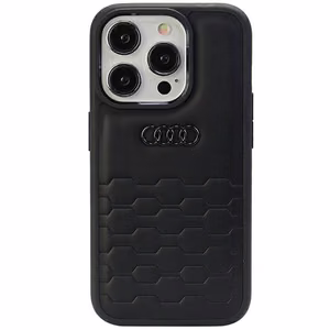 Audi GT synteettinen nahkasuojakuori iPhone 15 Pro Max:lle - musta