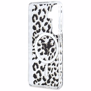 Guess Suojakuori IML Leopard Print Triangle MagSafe Samsung Galaxy S26 -puhelimelle musta