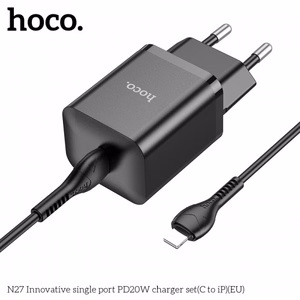 Charger Hoco "N27" Black (PD20W) + "Type-C / Lightning" 100cm cable