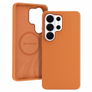 Liavec Silky suojakuori metallisella kamerakehyksellä Samsung Galaxy S26 Ultra -puhelimelle oranssi