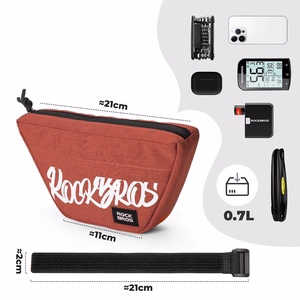 Rockbros G011 Flash Journey puolisuunnikkaan muotoinen polkupyörän ohjaustangon laukku 0.7 l - punainen