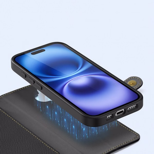 Dux Ducis Lawa Nahkainen Suojakuori iPhone 16:lle - musta