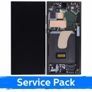 LCD Näyttö yhteensopiva Samsung S918 S23 Ultra kehyksellä / Phantom Black (Punainen) (Grafiitti) / (Service Pack)
