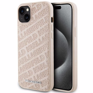 KARL LAGERFELD Suojakuori IPHONE 15 Pluslle KLHCP15MPQKPMP (Quilted Pattern) vaaleanpunainen