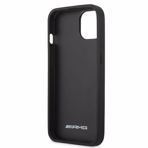 Mercedes AMG -nahkainen kuumapainettu suojakuori iPhone 13 / 14 / 15 -malleille, musta