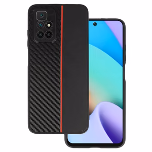 Tel Protect CARBON Suojakuori Xiaomi Redmi 10:lle musta punaisella raidalla