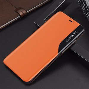 Eco Nahka View Case tyylikäs kirjahylly tyyppi tapauksessa kickstand iPhone 13 mini oranssi