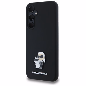 Original Pouch KARL LAGERFELD hardcase Silikoninen Karl&Choupette Metal Pin KLHCSA35SMHKCNPK Samsung Galaxy A35:lle musta