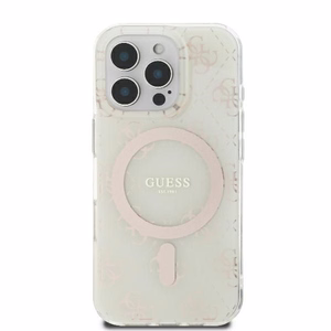 Guess IML 4G Background MagSafe Suojakuori iPhone 16 Pro:lle - valkoinen