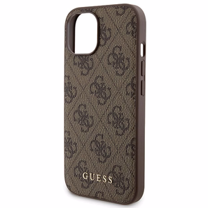 Guess 4G Metal Logo Suojakuori-setti iPhone 15:lle + 5000mAh MagSafe Varavirtalähde - ruskea