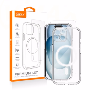 Vmax setti Mag-kuori + lasi 2,5D premium iPhone 15 Plus 6,7'