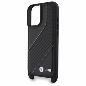 BMW M Edition Carbon Stripe & hihna suojakuori iPhone 16:lle - musta