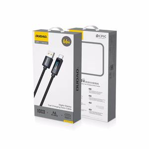 Dudao L7T USB-A - USB-C 66W kaapeli LED-näytöllä 1m - Musta