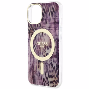 Guess Leopard MagSafe suojakuori iPhone 14:lle - vaaleanpunainen