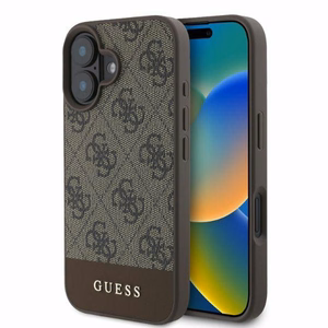 Guess 4G Bottom Stripe iPhone 16 Case - Brown