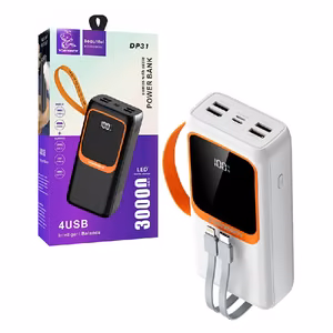 Varavirtalähde POWER BANK DENMEN 30000mAh (4xUSB; 1xUSB-C) valkoinen