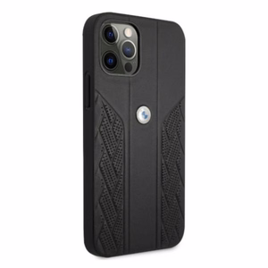 BMW Nahka Curve rei'itetty kotelo iPhone 12 / iPhone 12 Pro - musta