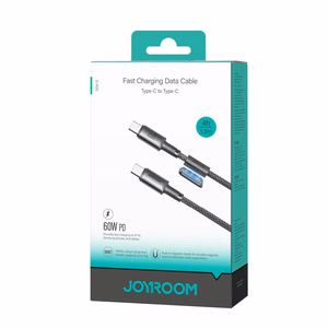 Joyroom S-A50 Unlimited Series 60W USB-C - USB-C -kaapeli magneettisella kaapelinorganisaattorilla 1,2 m - harmaa
