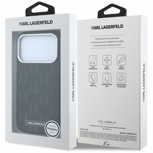 KARL LAGERFELD -kotelo mallille IPHONE 18 Pro Max/17 Pro Max MagSafe-yhteensopiva (Mono Resin Logo) (väri: musta)