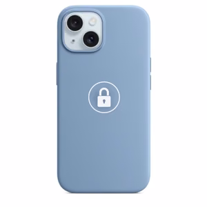 Puhelimen suojakuori "Silicone Case v2" iPhone 15 Plus:lle / Winter Blue / pakkauksessa