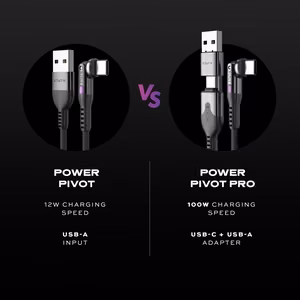 STATIK PowerPivot Pro nylon-punottu kaapeli, USB-C – USB-C, 2 m, musta