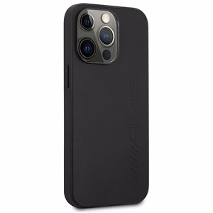 AMG AMHCP14LDOLBK iPhone 14 Pro 6.1 "musta / musta kovakotelo Nahka Hot Stamped