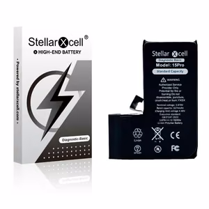 StellarXcell Diagnostic -akku Apple iPhone 15 Pro -puhelimeen, 3274 mAh (vakiokapasiteetti + laadukas BMS-kopio)