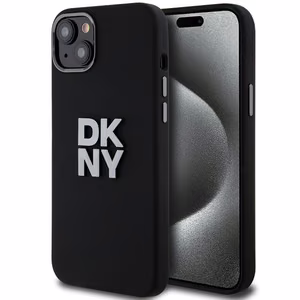 DKNY Liquid Silikoninen Metal Logo Suojakuori iPhone 15/14/13:lle - musta