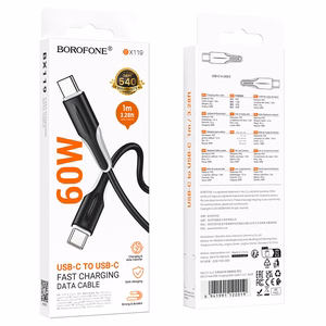 Borofone Kaapeli BX119 New - Type C - Type C - PD 60W 1 metri musta