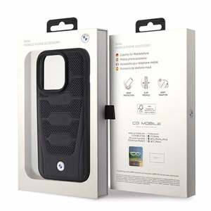 BMW Nahkainen Seats Pattern Suojakuori iPhone 15 Pro Max:lle - musta
