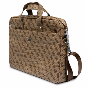 Guess Saffiano 4G Triangle Logo laukku 16 tuuman kannettavalle - ruskea