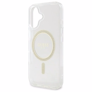 Guess GUHMP16MHFGERET iPhone 16 Plus 6.7" läpinäkyvä kovakuori IML Glitter Circle MagSafe