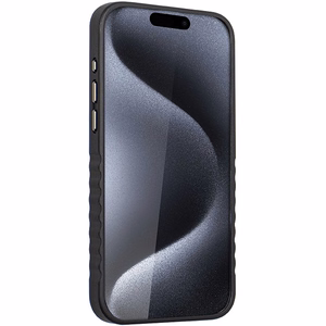 Audi Aitoa nahkaa oleva Suojakuori MagSafella iPhone 15 Pro:lle - musta ja punainen