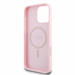 Guess MagSafe Grained Gold Ring Suojakuori iPhone 15 Pro Max:lle - Vaaleanpunainen