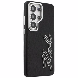 Karl Lagerfeld Suojakuori Grained Signature Metal Resin Logo Samsung Galaxy S26 Ultra:lle musta