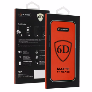 Tel Protect Full Glue 6D Matt karkaistu lasi iPhone 13/13 Pro/16E/17E:lle musta