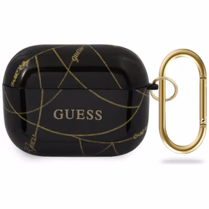 Guess GUACAPTPUCHBK AirPods Pro -suojus musta/musta Kultaketju-mallisto