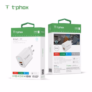 SEINÄLATURI T-PHOX GLORY 45W USB/USB-C VALKOINEN