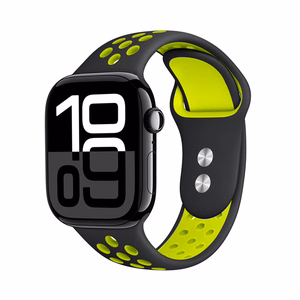 Crong Duo Sport strap for Apple Watch 38 / 40 / 41 / 42 mm, black and lime green