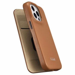 iCarer CE Premium Leather Folio Case iPhone 14 Pro Magneettinen Flip Leather Folio Case MagSafe ruskea (WMI14220714-BN)